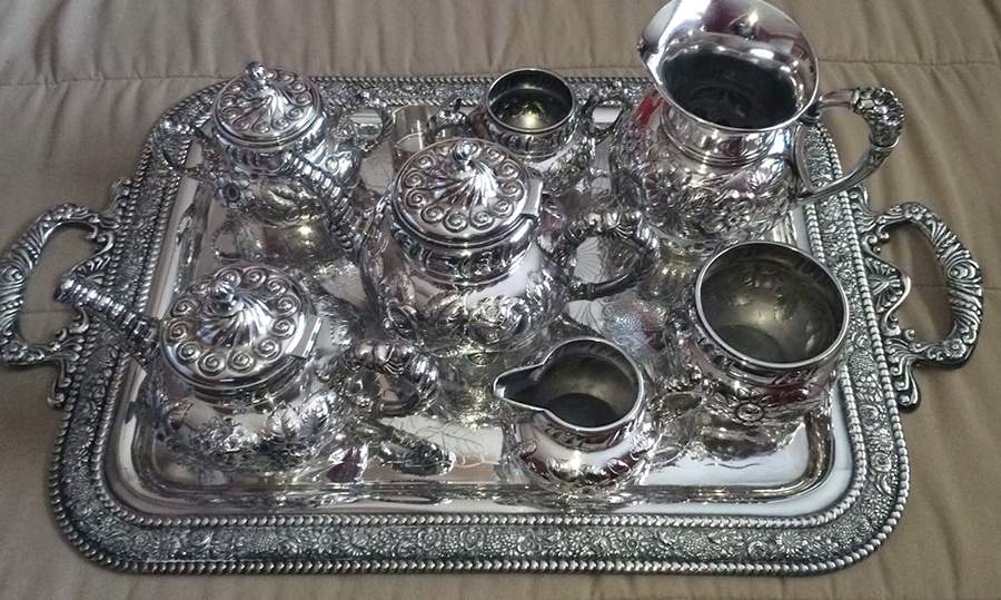 1985 (Silverplate, Hollowware) 6-Piece Plated Tea Set (Waste & Tray) by Rogers Smith-1