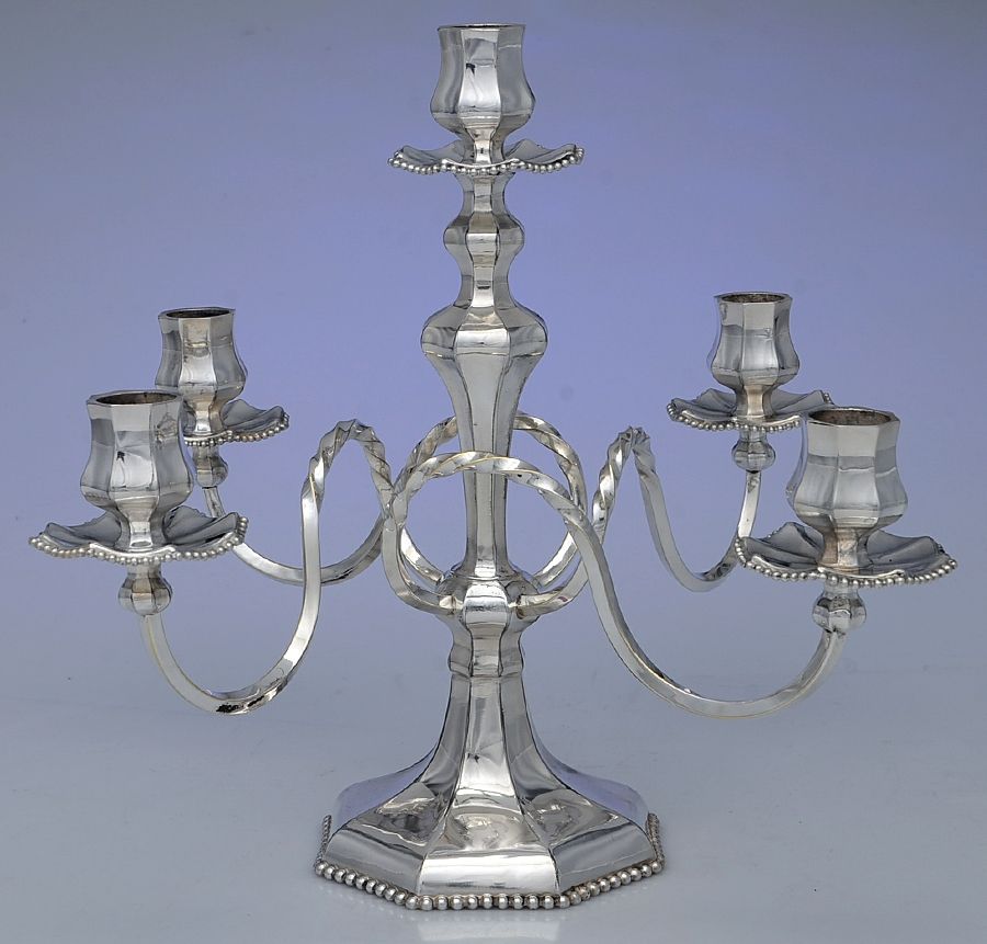 736 (Silverplate, Hollowware) Medium Plated 5-Light Candelabra by Reed & Barton-1