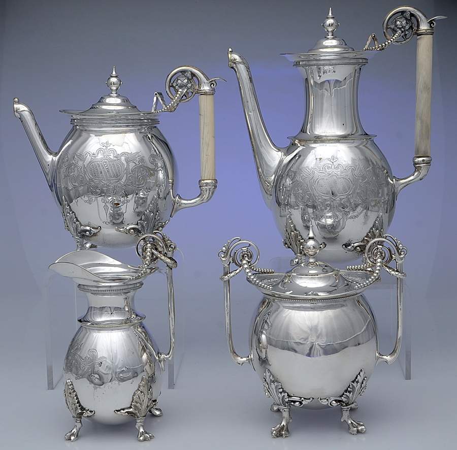 1620 (Silverplate, Hollowware) (4 Piece) Silverplate Tea Set by Rogers Smith-1