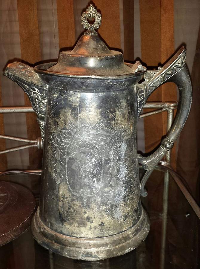 1292 (Silverplate, Hollowware) Water Pitcher with Hinged Lid by Richfield Plate Co-1