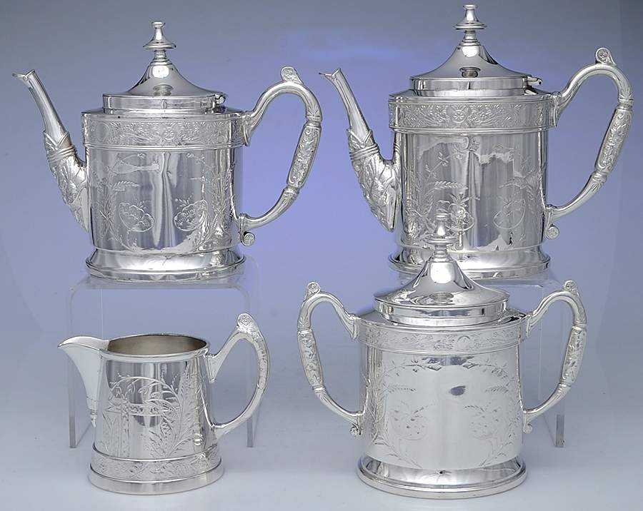 102 (Silverplate, Hollowware) (4 Piece) Silverplate Tea Set by Reed & Barton-1