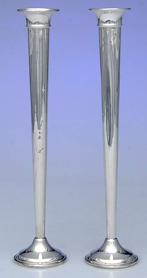 80 (Sterling, Hollowware) Pair of 10" Weighted Vases by Reed & Barton-1