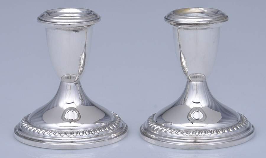 168 (Sterling, Hollowware) Pair of Weighted Console Candleholders by Reed & Barton-1