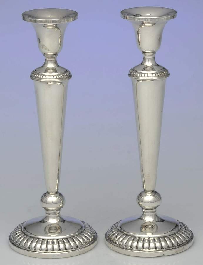 647 (Sterling, Hollowware) Pair of 10" Weighted Candlesticks by Revere Silver-1