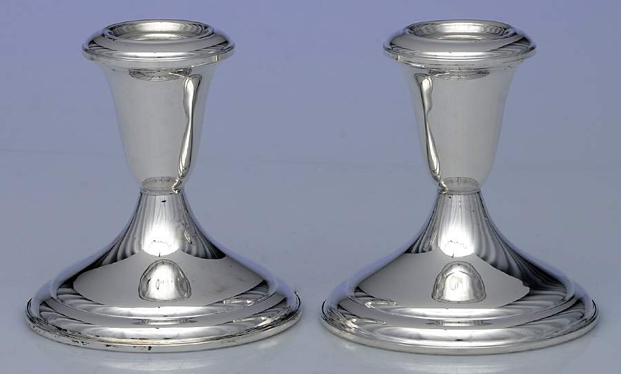 RSX11 (Sterling, Hollowware) Pair of Weighted Console Candleholders by Reed & Barton-1