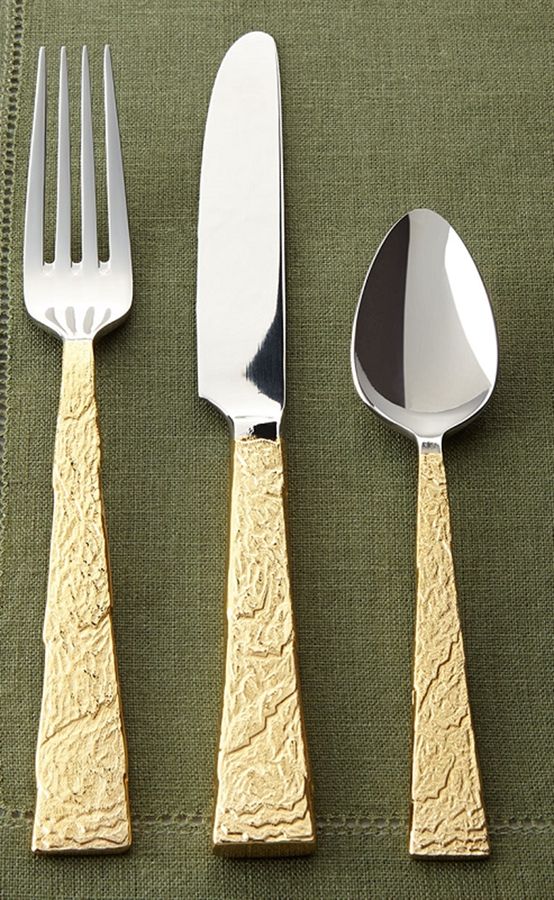 Slate Gold (Gold Electroplate) Fork by Ricci (Argentieri)-1