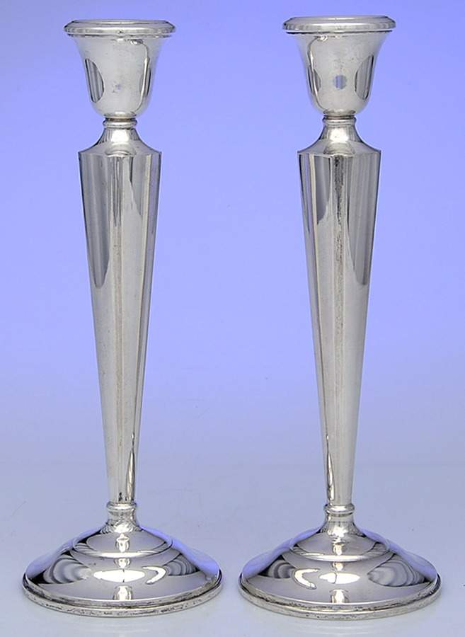 2503 (Sterling, Hollowware) Pair of 10" Weighted Candlesticks by Redlich-1