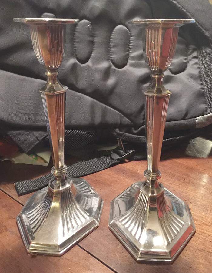 852 (Silverplate, Hollowware) Pair of 8" Candlesticks by Reed & Barton-1