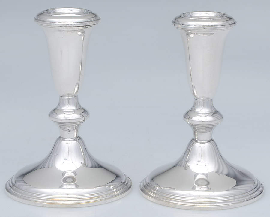422 (Sterling, Hollowware) Pair of Weighted Console Candleholders by Reed & Barton-1