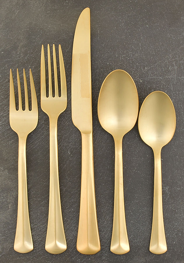 Baguette Matte Gold (Gold Electroplate) 5 Piece Place Setting by Reed & Barton-1