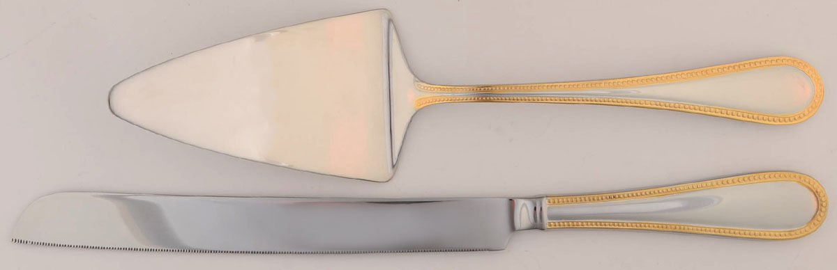Lyndon Gold (Stainless) 2 Piece Solid Cake Serving Set (Knife & Server) by Reed & Barton-1