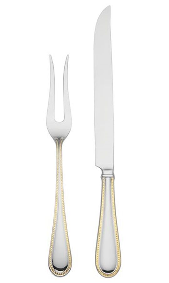 Lyndon Gold (Stainless) Small Stainless Blade 2-Piece Steak Carving Set by Reed & Barton-1