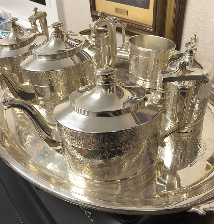 2845 (Silverplate, Hollowware) (4 Piece) Silverplate Tea Set by Reed & Barton-1