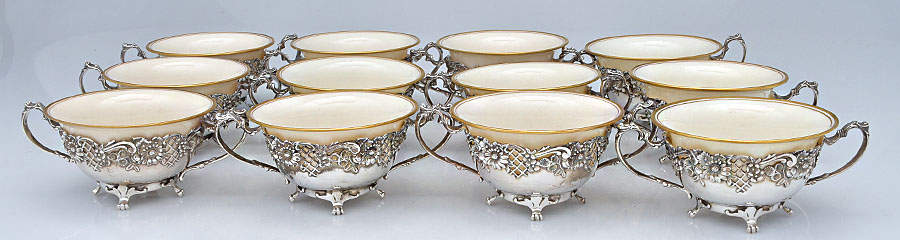 430X (Sterling, Hollowware) Bouillon Cup with Lenox Liner - Set of 12 by Redlich-1