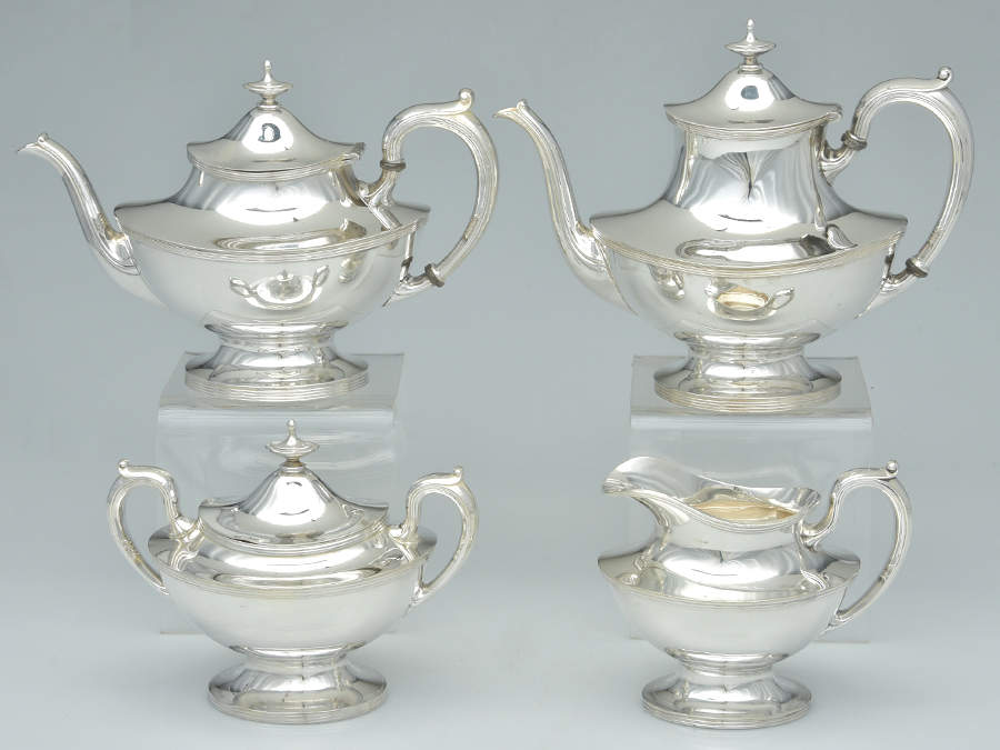 3883 (Silverplate, Hollowware) (4 Piece) Silverplate Tea Set by Reed & Barton-1