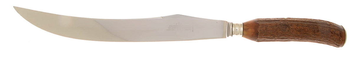 Silverplate Stag Handles Large Stainless Blade Roast Carving Knife by Joseph Rodgers & Sons-1