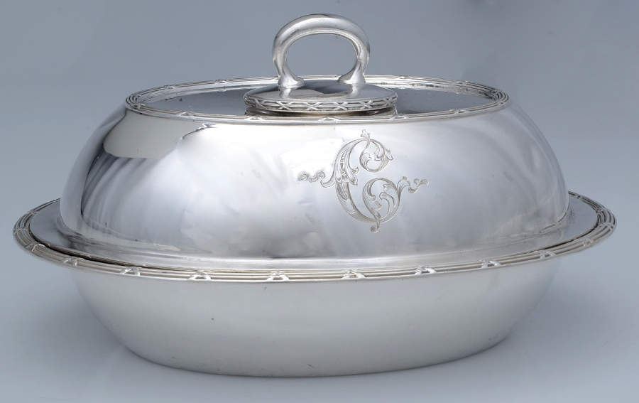 805S (Sterling, Hollowware) 9" Oval Double Vegetable by Roger Williams-1