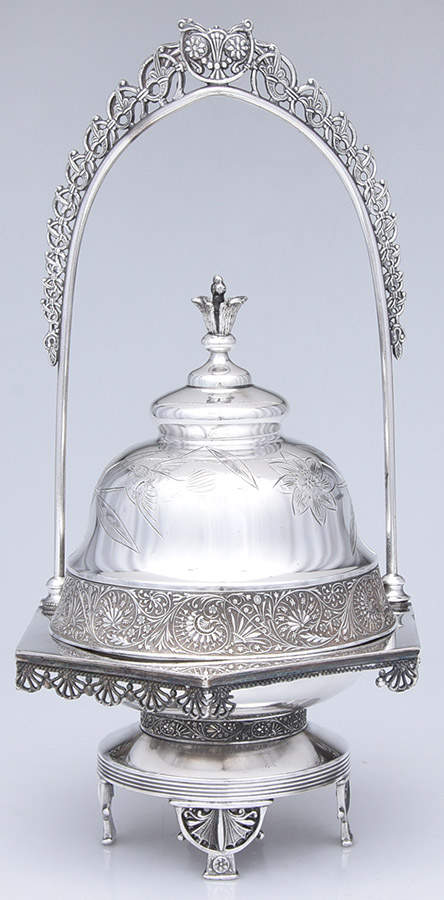 1612 (Silverplate, Hollowware) Round Covered Butter Dish & Strainer by Rockford Silver Plate Co-1