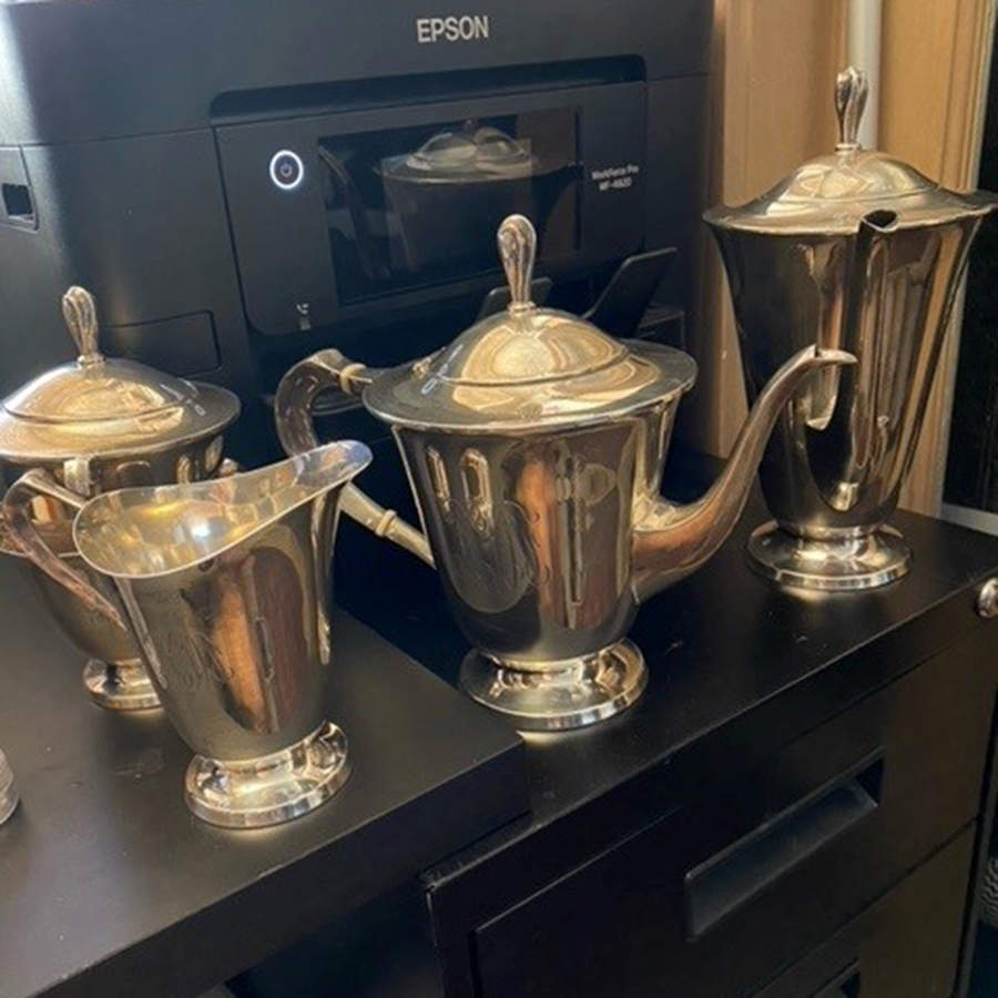 SE1981 (Sterling, Hollowware) 4 Piece Tea Set (SCP, STP, SCR, SSU) by Reed & Barton-1