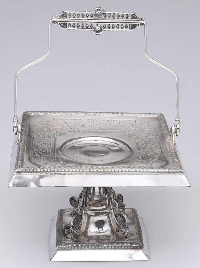 1825 (Silverplate, Hollowware) Footed Handled Cake Basket by Rockford Silver Plate Co-1