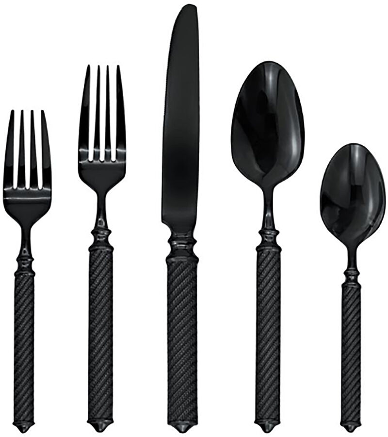 Torsade Black (Stainless) 5 Piece Place Setting by Ricci (Argentieri)-1