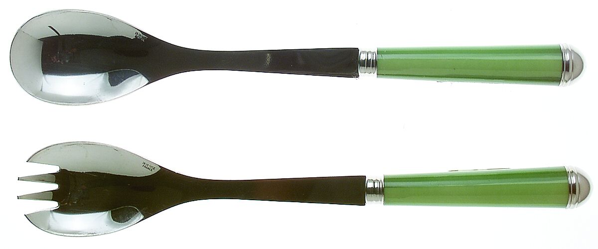 Coutellerie-Green Stripes (Stainless) 2 Pc Salad Set with Stainless Bowl by Sabre-1