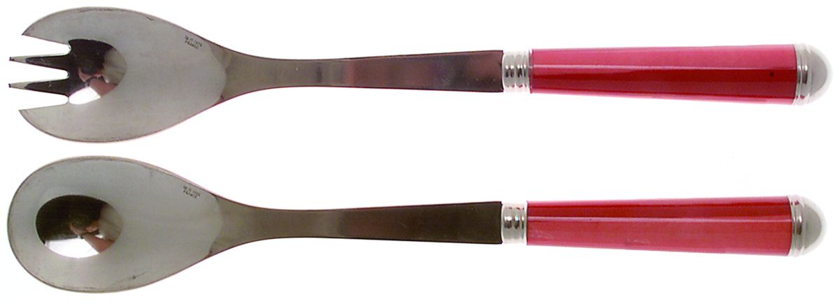 Coutellerie-Red Stripes (Stainless) 2 Pc Salad Set with Stainless Bowl by Sabre-1