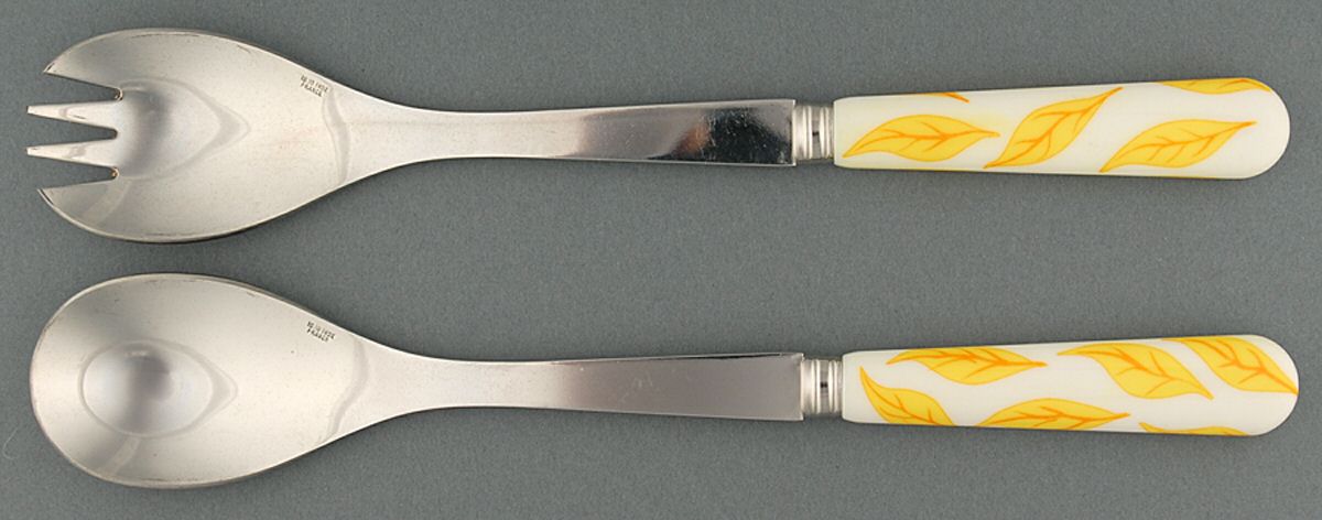 Coutellerie-Yellow Leaves (Stainless) 2 Pc Salad Set with Stainless Bowl by Sabre-1