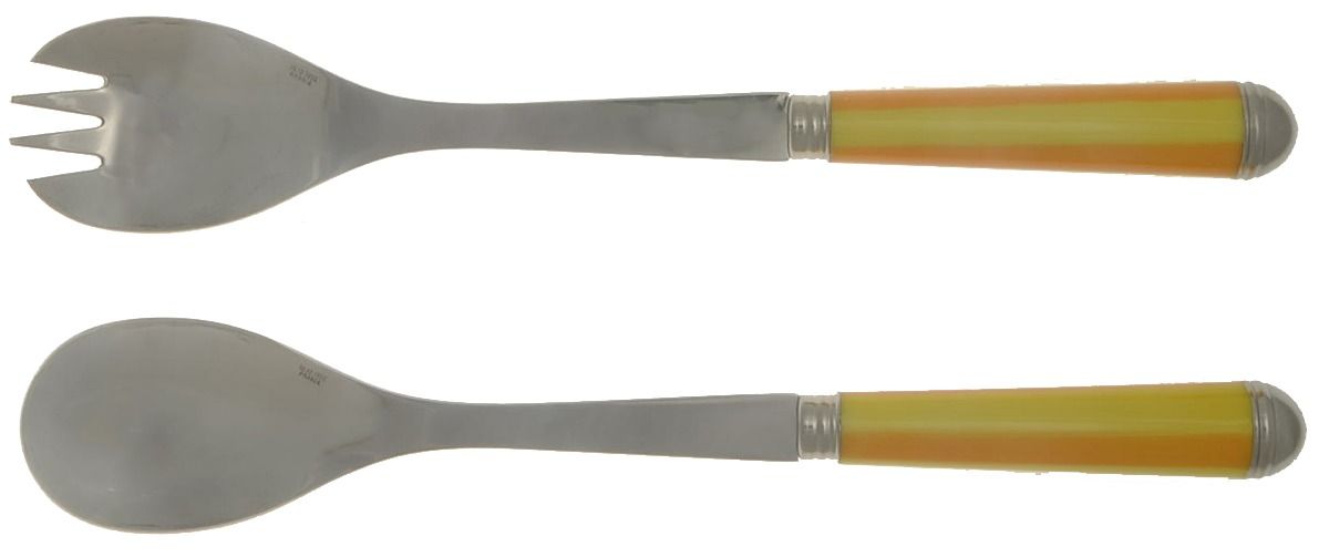 Coutellerie-Yellow Stripes (Stainless) 2 Pc Salad Set with Stainless Bowl by Sabre-1