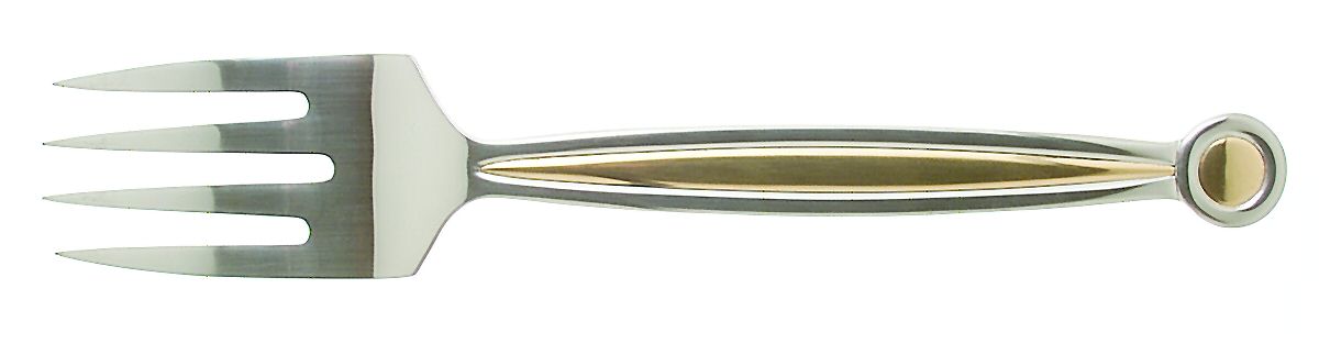 Anelli Gold (Stainless, Gold Accent) Solid Serving Fork by Sasaki-1