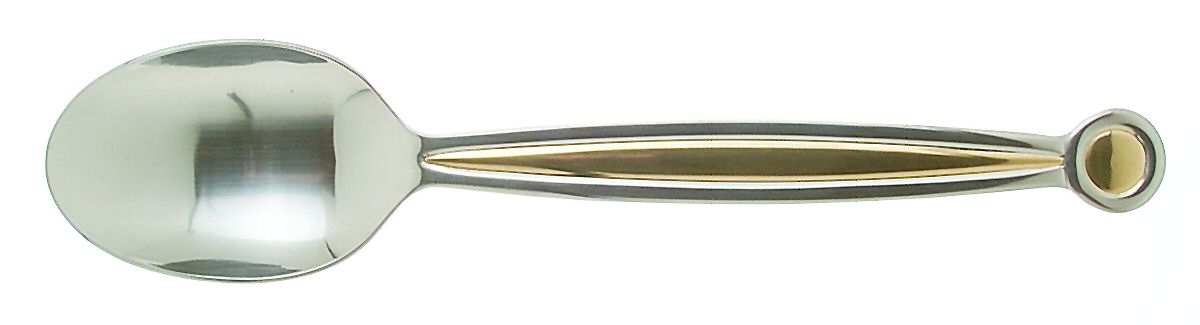 Anelli Gold (Stainless, Gold Accent) Solid Serving Spoon by Sasaki-1