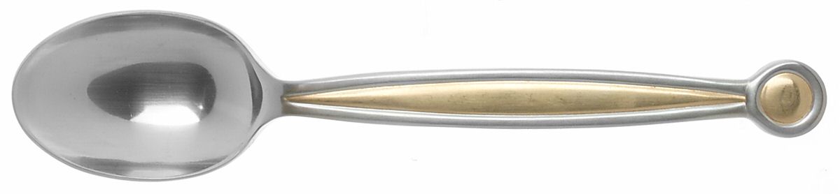 Anelli Gold (Stainless, Gold Accent) Place/Oval Soup Spoon by Sasaki-1