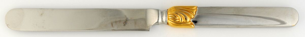 Fontenay Gold (Stainless, Gold Accent) Blunt Hollow Knife by Sasaki-1
