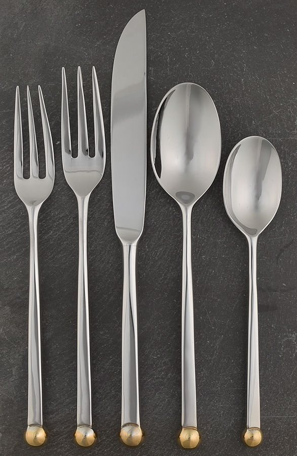 Orbit Gold (Stainless) 5 Piece Place Setting by Sasaki-1