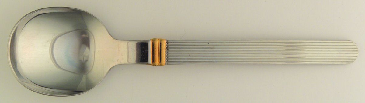 Rigadin Gold (Stainless, Gold Accent) Solid Serving Spoon by Sasaki-1