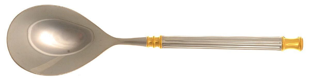 Tucano (Stainless, Gold Accent) Solid Serving Spoon by Sasaki-1