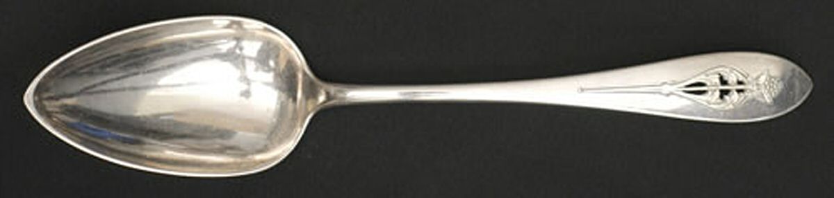 Pointed End-Cone & Flower Solid Serving Spoon by Arthur J Stone-1