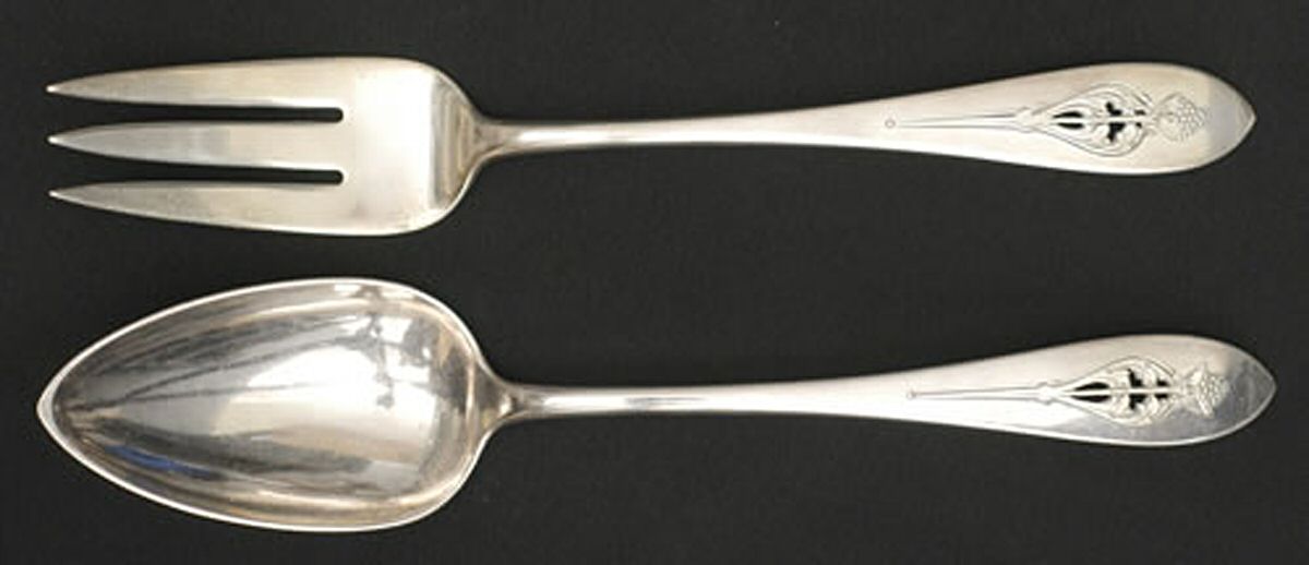 Pointed End-Cone & Flower Solid Serving Set by Arthur J Stone-1
