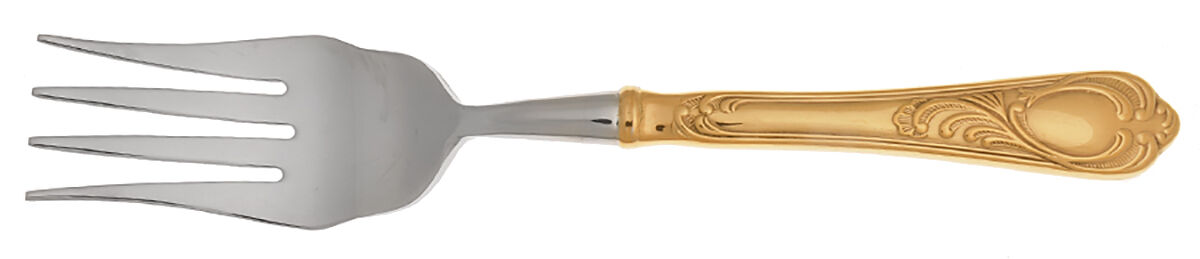 Wien (Gold Electroplate) Cold Meat Fork Large, Stainless Tines HC by SBS Bestecke-1
