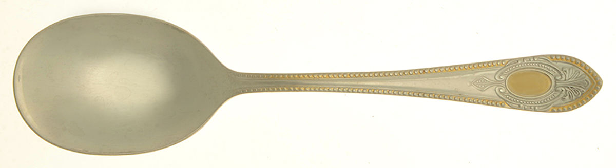 Toskana (Stainless, Gold Accent) Tablespoon (Serving Spoon) by SBS Bestecke-1