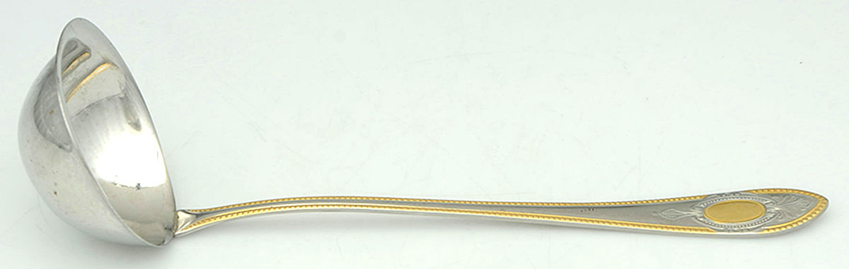 Toskana (Stainless, Gold Accent) Solid Soup Ladle by SBS Bestecke-1