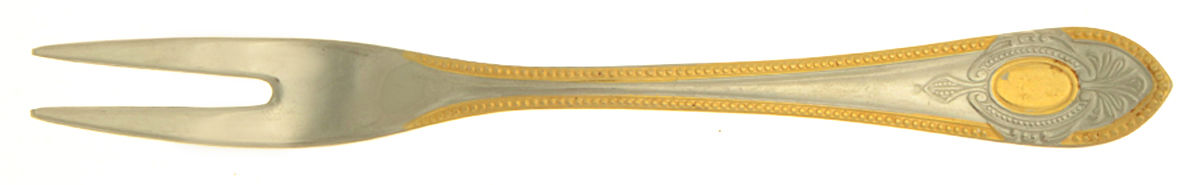 Toskana (Stainless, Gold Accent) Small 2-Tine Cold Meat Serving Fork by SBS Bestecke-1