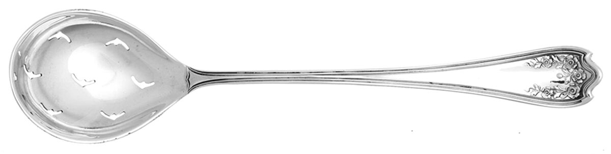 Blossom (Sterling) Pierced Bowl Short Handle Olive Spoon by Saart Brothers-1