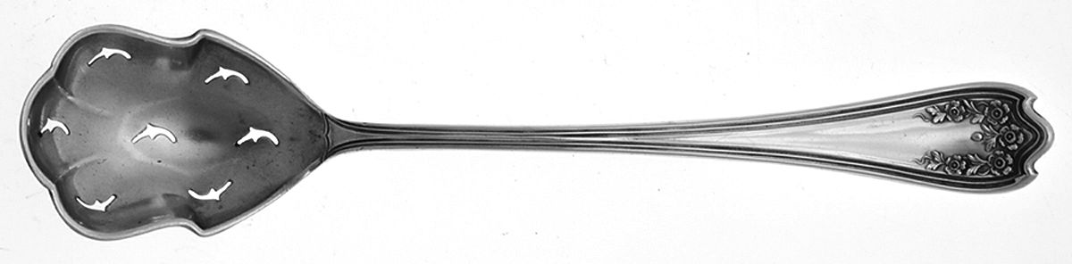 Blossom (Sterling) Pierced Bowl Short Handle Olive Spoon by Saart Brothers-1