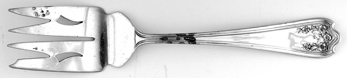 Blossom (Sterling) Small Solid Cold Meat Serving Fork by Saart Brothers-1