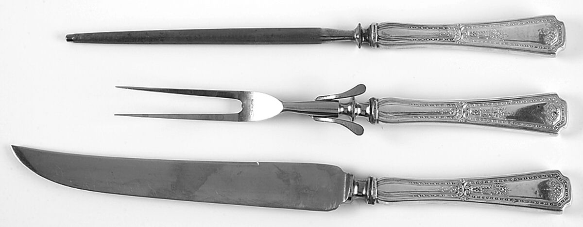 Carpathia (Sterling, 1900) Large 3-Piece Roast Carving Set w/ Stainless Blade by Saart Brothers-1