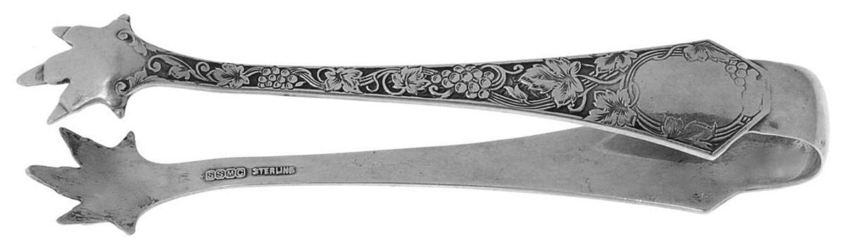 Grape (Sterling, 1905) Large Sugar Tongs by Saart Brothers-1