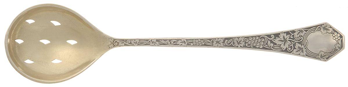 Grape (Sterling, 1905) Pierced Bowl Short Handle Olive Spoon by Saart Brothers-1
