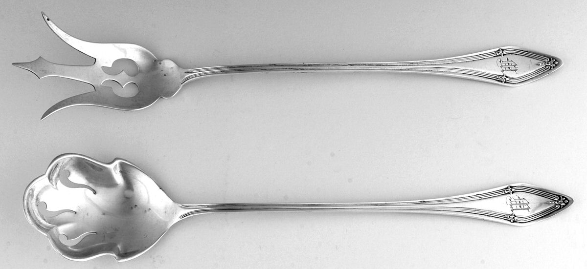 Hendrick Hudson (Sterling, 1912) 2 Pc Large Lettuce Serving Set by Saart Brothers-1