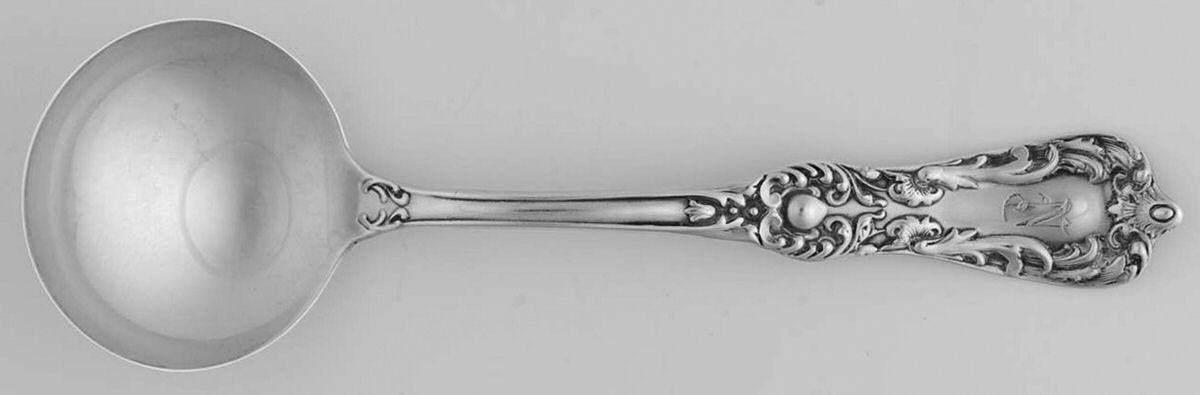 NO 1 (Sterling, 1900) Monogram Round Bowl Soup Spoon (Bouillon) by Saart Brothers-1